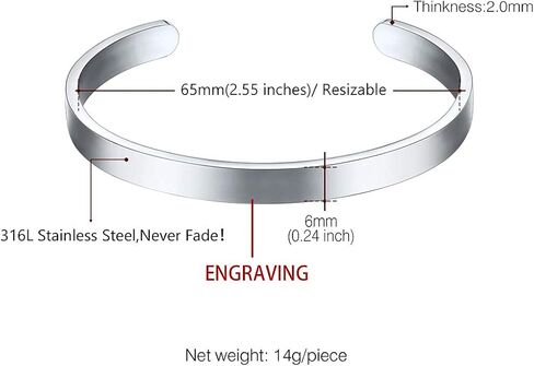 U7 Personalized Cuff Bracelets Women Mens Stainless Steel 18K Gold Plated Cuban/Braided/Simple Cuff Bracelets Open Bangles, Customizable in Saudi Arabia