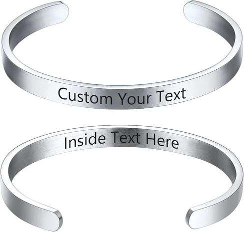 U7 Personalized Cuff Bracelets Women Mens Stainless Steel 18K Gold Plated Cuban/Braided/Simple Cuff Bracelets Open Bangles, Customizable in Saudi Arabia