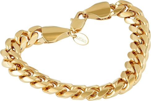 LIFETIME JEWELRY 11mm Miami Curb Cuban Link Chain Bracelet 24k Real Gold Plated in Kuwait