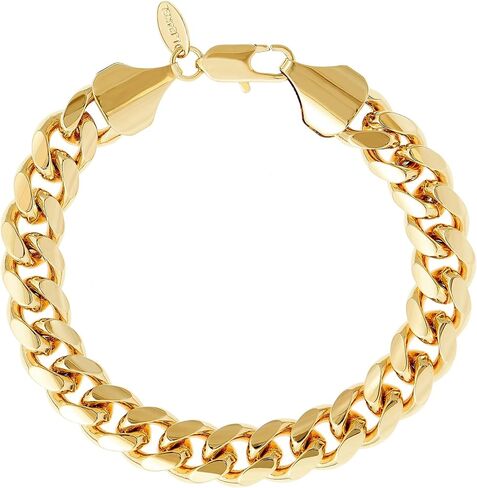 LIFETIME JEWELRY 11mm Miami Curb Cuban Link Chain Bracelet 24k Real Gold Plated in Kuwait