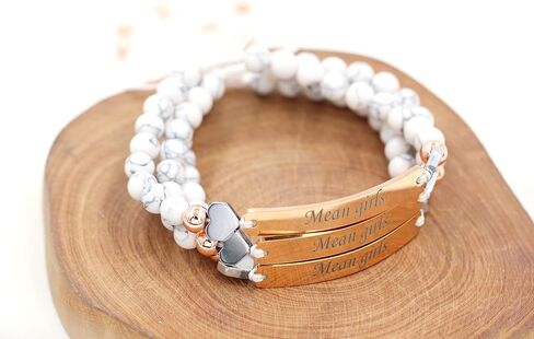 Personalized Name Identity Bracelet 6mm White Turquoise Stone Braided Bracelet for Men Women Best Friends Birthday Graduation Custom Gift Y1451 in Saudi Arabia