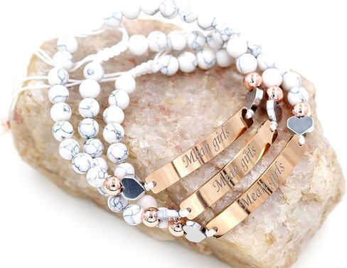 Personalized Name Identity Bracelet 6mm White Turquoise Stone Braided Bracelet for Men Women Best Friends Birthday Graduation Custom Gift Y1451 in Saudi Arabia