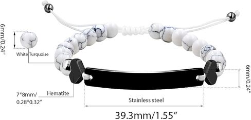 Personalized Name Identity Bracelet 6mm White Turquoise Stone Braided Bracelet for Men Women Best Friends Birthday Graduation Custom Gift Y1451 in Saudi Arabia