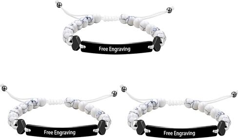 Personalized Name Identity Bracelet 6mm White Turquoise Stone Braided Bracelet for Men Women Best Friends Birthday Graduation Custom Gift Y1451 in Saudi Arabia