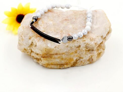 Personalized Name Identity Bracelet 6mm White Turquoise Stone Braided Bracelet for Men Women Best Friends Birthday Graduation Custom Gift Y1451 in Saudi Arabia