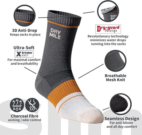 DRYMILE Slim Waterproof Socks, Thin Moisture Wicking Waterproof Socks for Men & Women, Golf, Cycling, Trekking - Crew in Saudi Arabia
