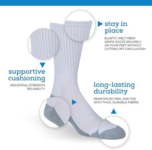 جوارب عمل للرجال من Zeke - 12 قطعة - نعل مبطن - تهوية شبكية - دعم للقوس - ناعمة ومريحة in Kuwait