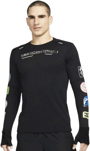 Nike Therma Fit Repel Element NYC Running LS Shirt Mens Size L Black in Kuwait