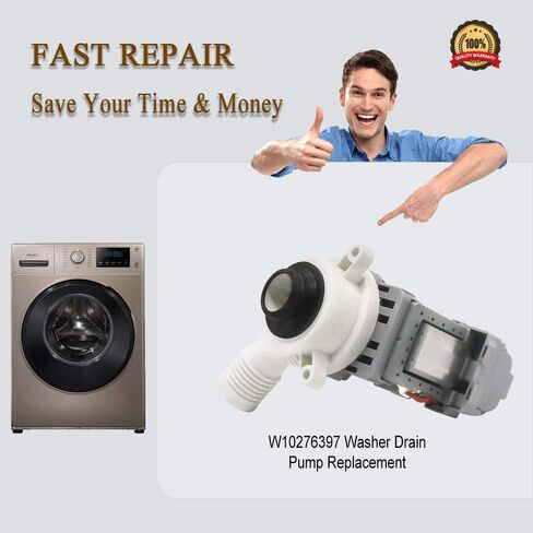 W10276397 Drain Pump For Whirlpool Washer/B40-3A,10min on 50min off,120V~ 60Hz,0.95A/Replace WPW10276397,W10276397,WPW10276397VP,1874334,AP6018417,PS11751719,EAP11751719,B40-3A,91PS3132 in Saudi Arabia