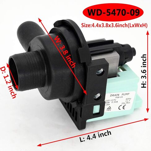 WD-5470-09 Washing Machine Drain Pump, LIYYOO Replacement Washers Drain Pump, Compatible with Haier Machine PCX-30L V12624 PPSB-04 GWT450AW HLP22P RWT150AW AP3437784 1227046 PS4128791 in Kuwait