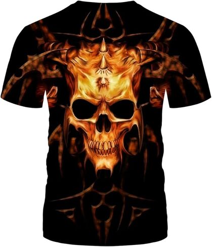 تي شيرت Rasbctk للجنسين بنمط جمجمة مطبوع ثلاثي الأبعاد تي شيرت كاجوال بأكمام قصيرة للرجال والنساء in Kuwait