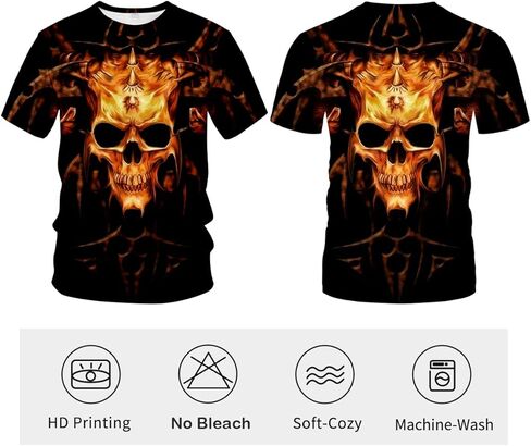 تي شيرت Rasbctk للجنسين بنمط جمجمة مطبوع ثلاثي الأبعاد تي شيرت كاجوال بأكمام قصيرة للرجال والنساء in Kuwait
