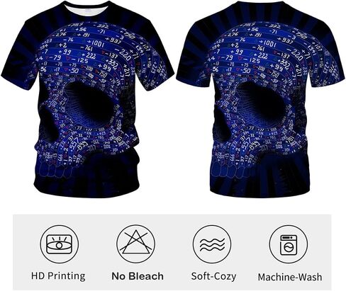 Rasbctk Unisex Skull Pattern 3D Printed Tops Tees Casual Short Sleeve T Shirts for Men Women in Saudi Arabia