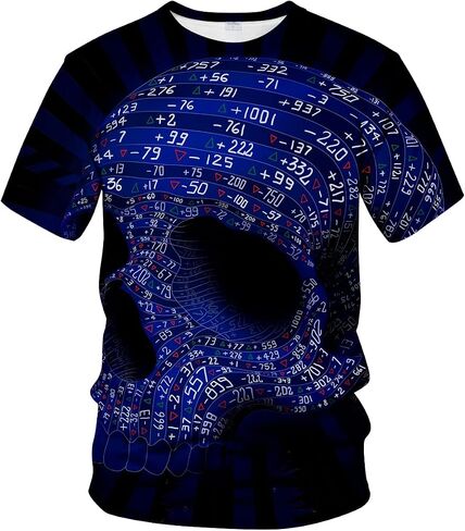 Rasbctk Unisex Skull Pattern 3D Printed Tops Tees Casual Short Sleeve T Shirts for Men Women in Saudi Arabia