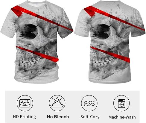 Rasbctk Unisex Skull Pattern 3D Printed Tops Tees Casual Short Sleeve T Shirts for Men Women in Saudi Arabia