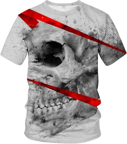 Rasbctk Unisex Skull Pattern 3D Printed Tops Tees Casual Short Sleeve T Shirts for Men Women in Saudi Arabia