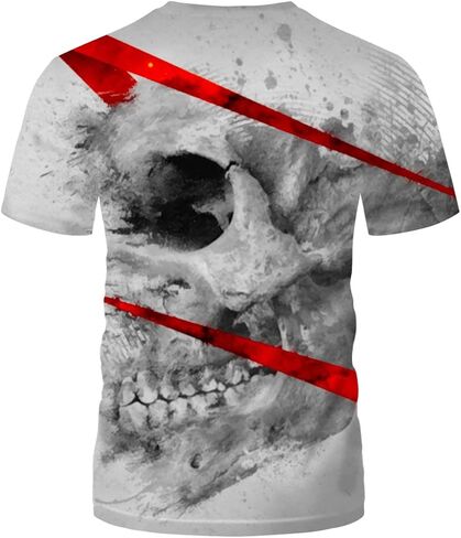 Rasbctk Unisex Skull Pattern 3D Printed Tops Tees Casual Short Sleeve T Shirts for Men Women in Saudi Arabia
