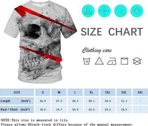 Rasbctk Unisex Skull Pattern 3D Printed Tops Tees Casual Short Sleeve T Shirts for Men Women in Saudi Arabia