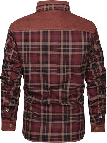chouyatou Men's Winter Thick Fuzzy Sherpa Lined Corduroy Plaid Button Up Flannel Shirt Jacket in Saudi Arabia