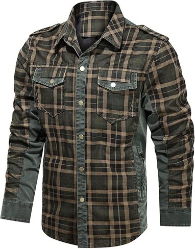 chouyatou Men's Winter Thick Fuzzy Sherpa Lined Corduroy Plaid Button Up Flannel Shirt Jacket in Saudi Arabia