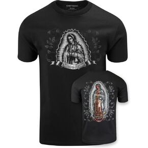 ShirtBANC Mens Graphic Shirt, Double Print of Virgin Mary, Virgen de Guadalupe in Kuwait