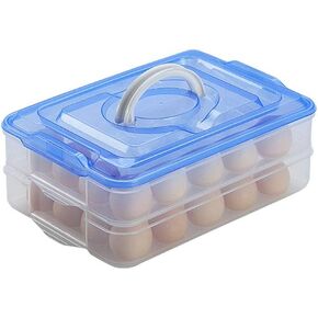 TIAN CHEN Deviled Egg Tray with Lid, 2-Layer, Food Storage Container with Handle, Egg Holder for Refrigerator, large, 40 eggs (Blue) in Saudi Arabia