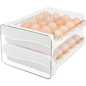 Beitiny Egg Holder for Refrigerator, Egg Storage Container Clear Plastic Fridge Egg Organizer with 2 Drawers, 40 Grid in Saudi Arabia