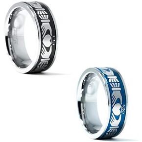 Tioneer Tungsten Carbide Men's Ring Irish Claddagh Celtic Knot Band | Two Colors | Scratch Resistant in Saudi Arabia