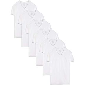 Mens 6 Pack Classic V-Neck T-Shirts - White, M, Assorted in Saudi Arabia