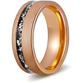 Meteorite Mens Wedding Ring Sandblasted Rose Gold Tungsten | Mens Wedding Band | Mens Ring 8mm Comfort Fit in Kuwait