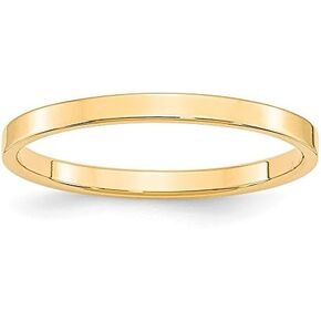 14k Yellow Gold 2mm Flat Plain Classic Wedding Band Ring in Saudi Arabia
