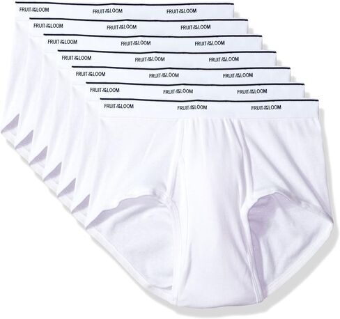 Fruit of the Loom Men's Underwear Basic Cotton Brief, Multi-Pack, White, Large in Kuwait