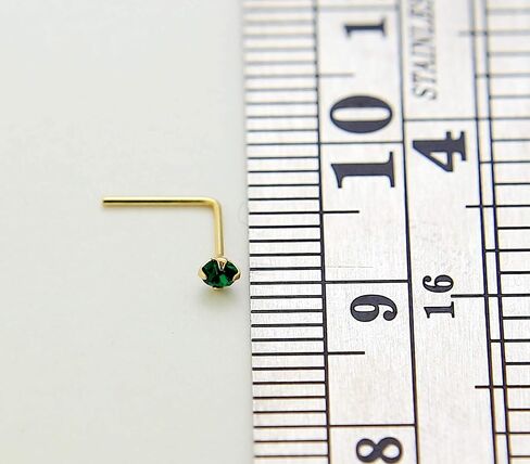 9ct الذهب الأنف الدائري - الزمرد الأحجار الكريمة الأنف مسمار - تشيكوسلوفاكيا الأنف مسمار L شكل الأنف مسمار - مسمار الأنف الصغيرة - 22 قياس الأنف الدائري - مجوهرات الأنف in Kuwait