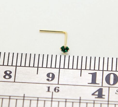 9ct الذهب الأنف الدائري - الزمرد الأحجار الكريمة الأنف مسمار - تشيكوسلوفاكيا الأنف مسمار L شكل الأنف مسمار - مسمار الأنف الصغيرة - 22 قياس الأنف الدائري - مجوهرات الأنف in Kuwait