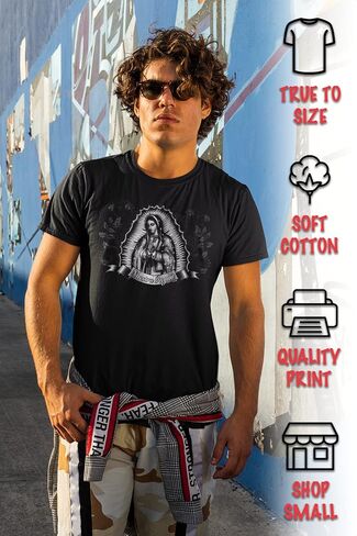 ShirtBANC Mens Graphic Shirt, Double Print of Virgin Mary, Virgen de Guadalupe in Kuwait