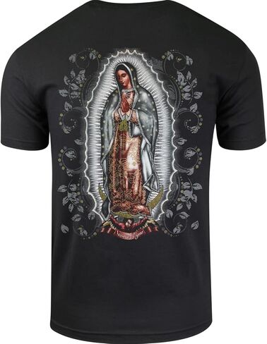 ShirtBANC Mens Graphic Shirt, Double Print of Virgin Mary, Virgen de Guadalupe in Kuwait