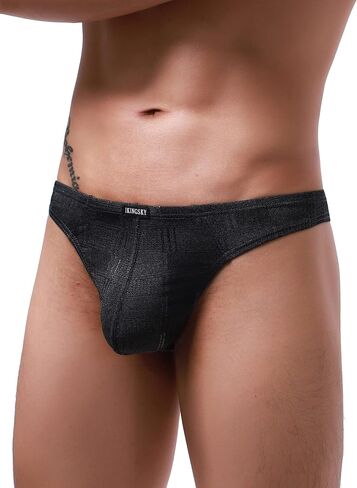 iKingsky Men's Four Way Stretch Bulge Thong Sexy T-back Underwear Low Rise Soft Under Panties for Men in Kuwait