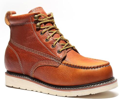 Bonanza Boots Frontier Plus 6" Work Boots for Men - Premium Leather Moc Toe, Non-safety Toe Boots with Light-weight, Slip & Oil Resistant High Abrasion Rubber Wedge Outsole in Saudi Arabia