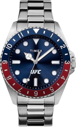 ساعة Timex UFC Men's Debut 42mm - حزام فضي اللون مينا زرقاء غطاء فضي اللون, فضي, أسورة in Saudi Arabia