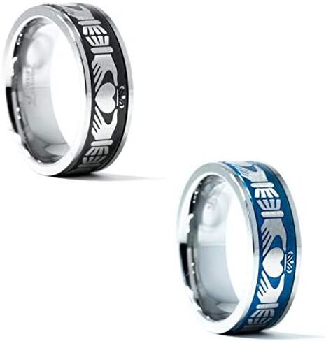 Tioneer Tungsten Carbide Men's Ring Irish Claddagh Celtic Knot Band | Two Colors | Scratch Resistant in Saudi Arabia