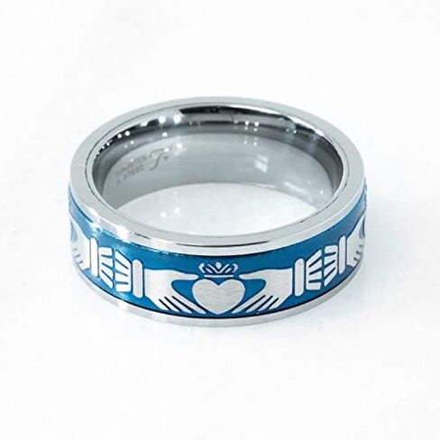 Tioneer Tungsten Carbide Men's Ring Irish Claddagh Celtic Knot Band | Two Colors | Scratch Resistant in Saudi Arabia