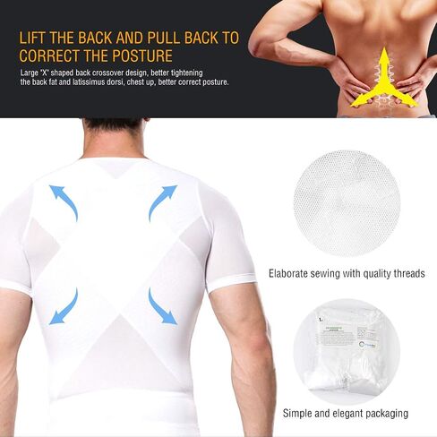 DoLoveY Men Compression Shirt Tummy Control Tight Vest Slimming Body Shaper Workout Hide Chest Undershirt in Saudi Arabia