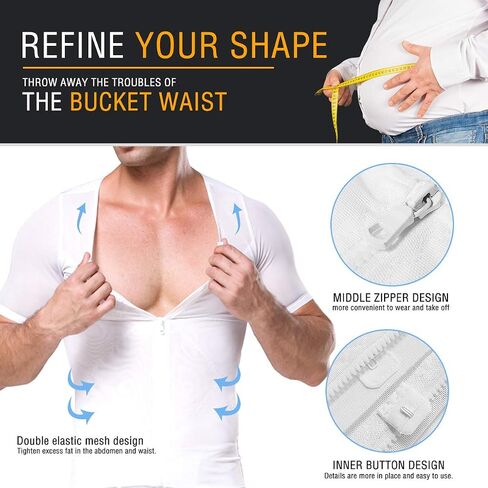 DoLoveY Men Compression Shirt Tummy Control Tight Vest Slimming Body Shaper Workout Hide Chest Undershirt in Saudi Arabia