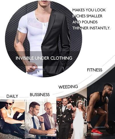 DoLoveY Men Compression Shirt Tummy Control Tight Vest Slimming Body Shaper Workout Hide Chest Undershirt in Saudi Arabia