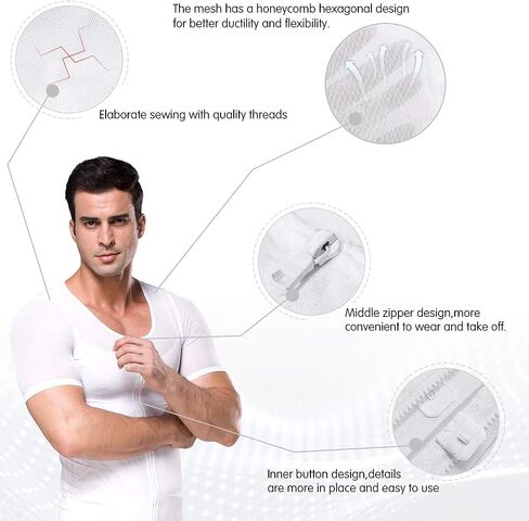 DoLoveY Men Compression Shirt Tummy Control Tight Vest Slimming Body Shaper Workout Hide Chest Undershirt in Saudi Arabia