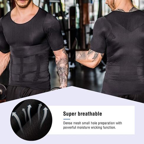 DoLoveY Men Compression Shirt Tummy Control Tight Vest Slimming Body Shaper Workout Hide Chest Undershirt in Saudi Arabia