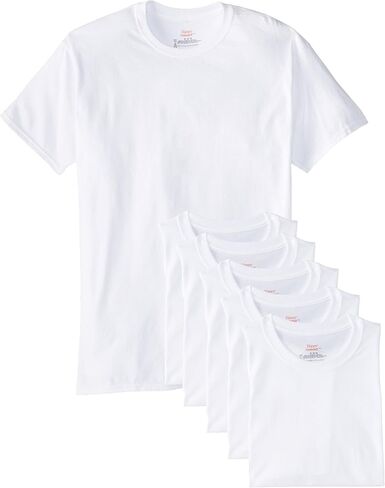 Hanes Men's 6-Pack FreshIQ Blue Label Crew T-Shirt, White, X-Large in Saudi Arabia