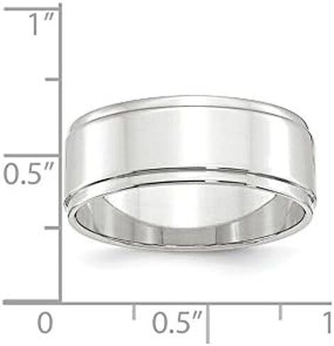 Solid 14k White Gold 8mm Men's Flat with Step Edge Plain Classic Wedding Band Ring in Saudi Arabia