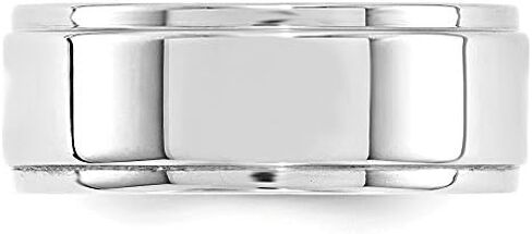 Solid 14k White Gold 8mm Men's Flat with Step Edge Plain Classic Wedding Band Ring in Saudi Arabia
