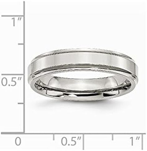 Solid Stainless Steel Ridged-Edge 5mm Plain Classic Wedding Band Ring in Saudi Arabia